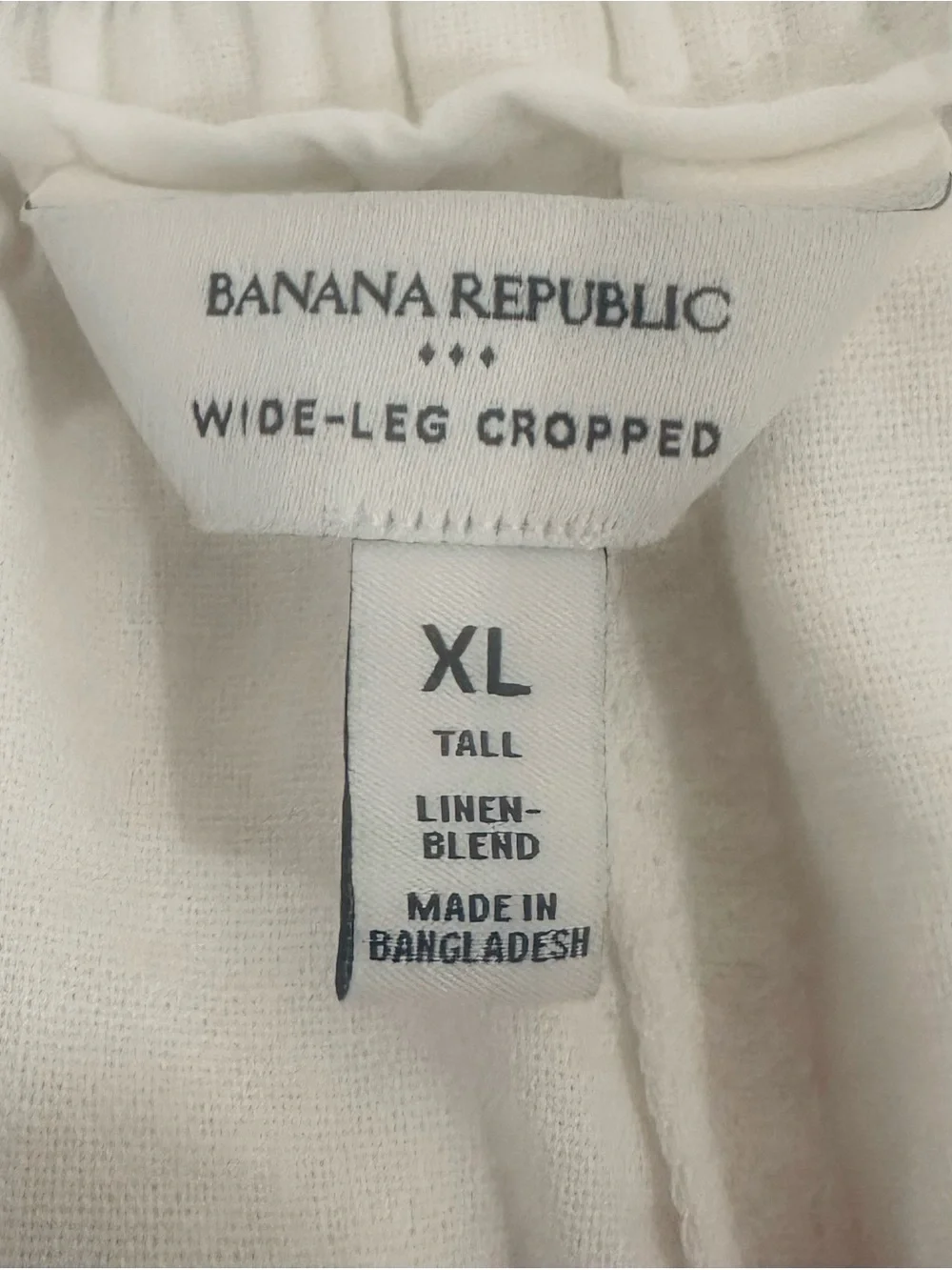 Banana Republic White Linen Blend Wide Leg‎ Crop Palazzo Pants Womens Size XL